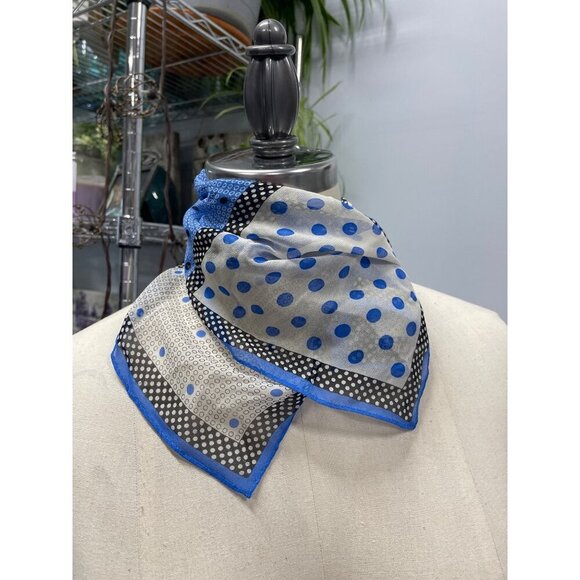 Jones New York Womens Polka Dot Sheer Scarf In Blue & White - Picture 1 of 4